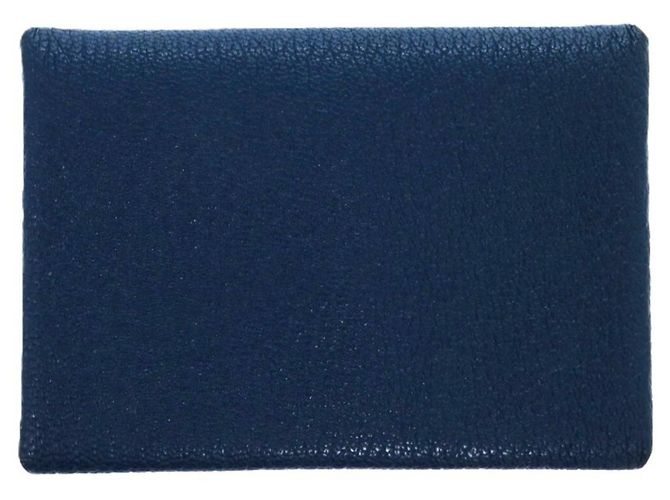 Tarjetero Calvi Duo en cabra Hermès Azul Azul oscuro - vista 3