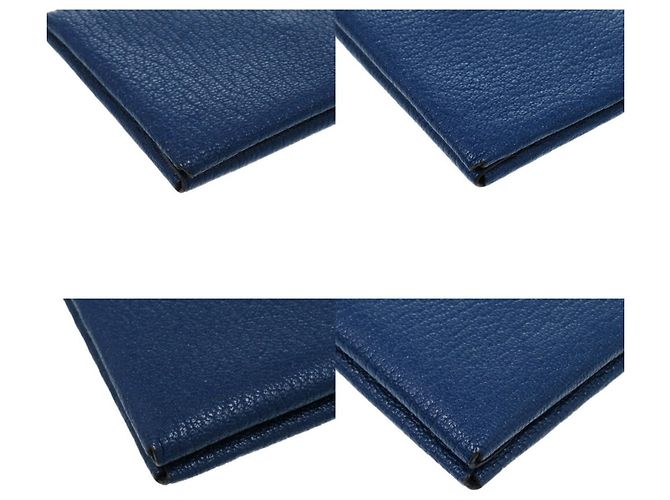 Tarjetero Calvi Duo en cabra Hermès Azul Azul oscuro - vista 5