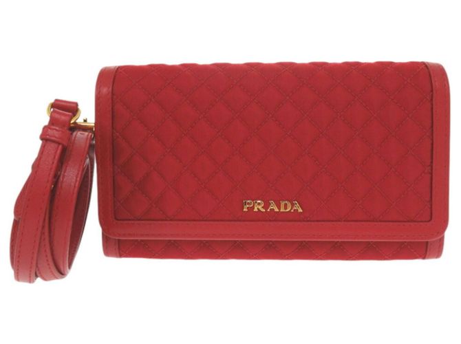 Portafoglio a spalla in nylon rosso e pelle Prada - vista 2