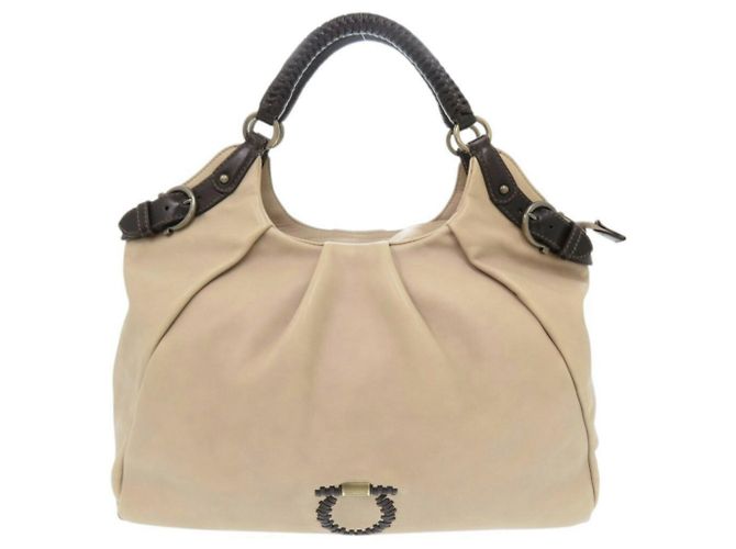 Borsa in pelle beige Salvatore Ferragamo - vista 2