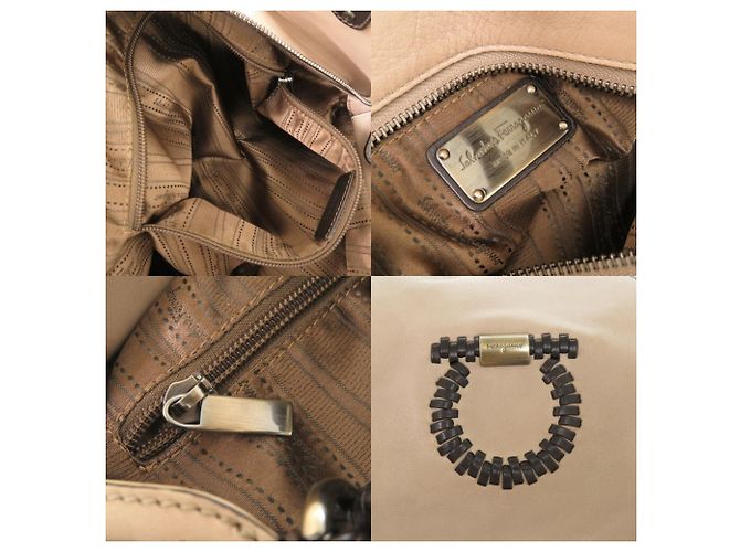 Borsa in pelle beige Salvatore Ferragamo - vista 9
