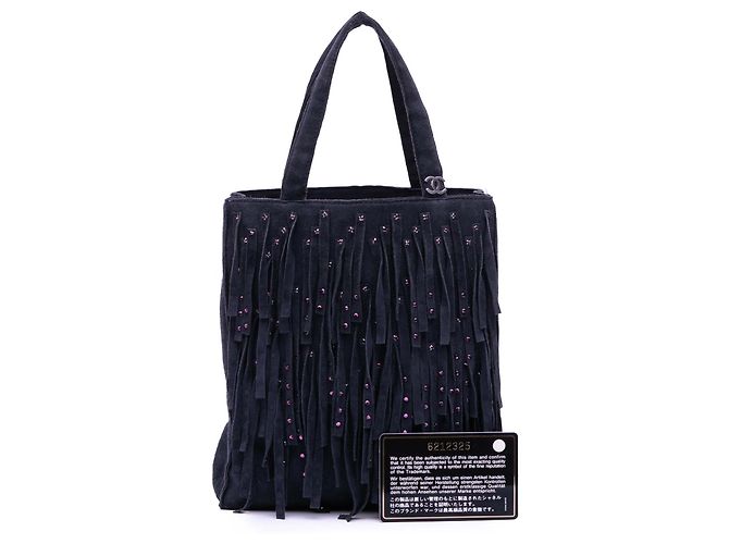 Chanel Lila Mini Wildleder Tote mit Nietenfransen - Ansicht 10