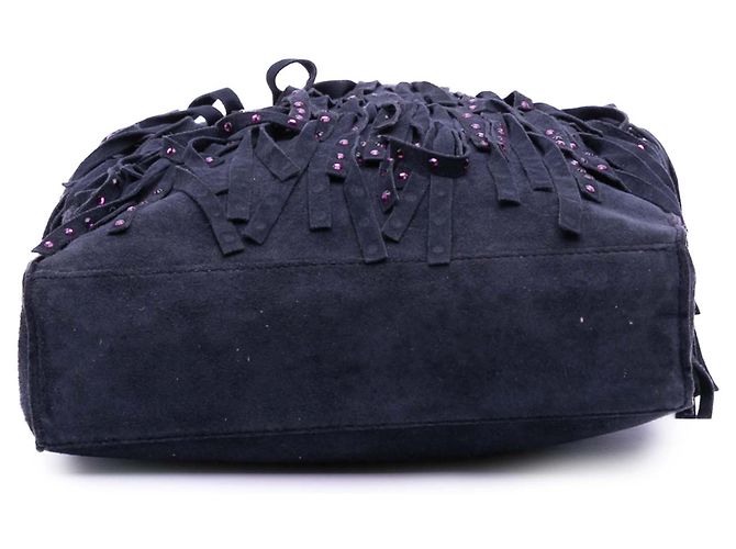 Chanel Lila Mini Wildleder Tote mit Nietenfransen - Ansicht 3