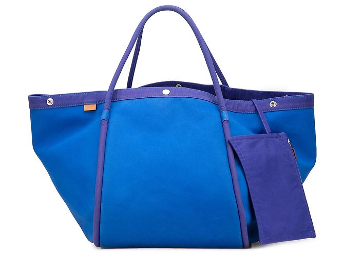 Borsa da Spiaggia Lindy in Toile Blu Hermès - vista 11