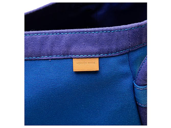 Borsa da Spiaggia Lindy in Toile Blu Hermès - vista 5
