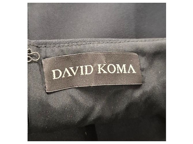 Robe Mini Drapée Superposée David Koma en Coton Bleu et Noir - vue 3
