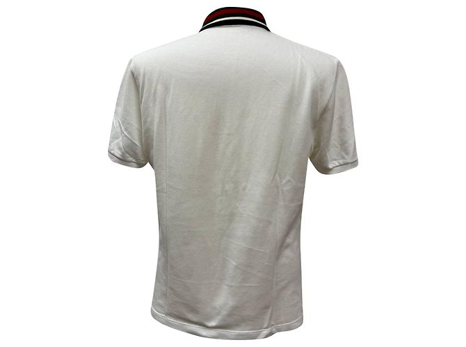 Polo T-shirt em algodão branco com gola trim Web Gucci - vista 2