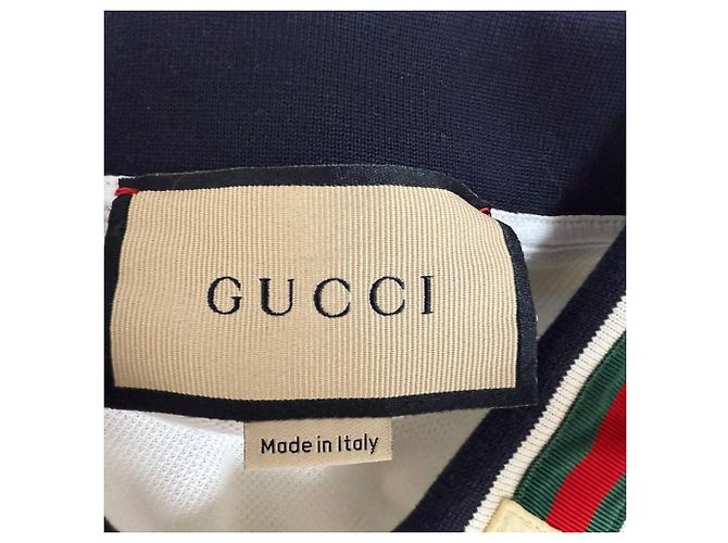 Polo T-shirt em algodão branco com gola trim Web Gucci - vista 5