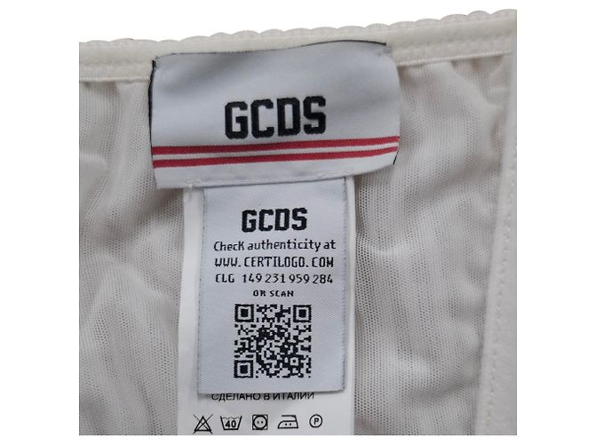 Top bustier impreso GCDS en algodón crema Blanco Crudo - vista 3