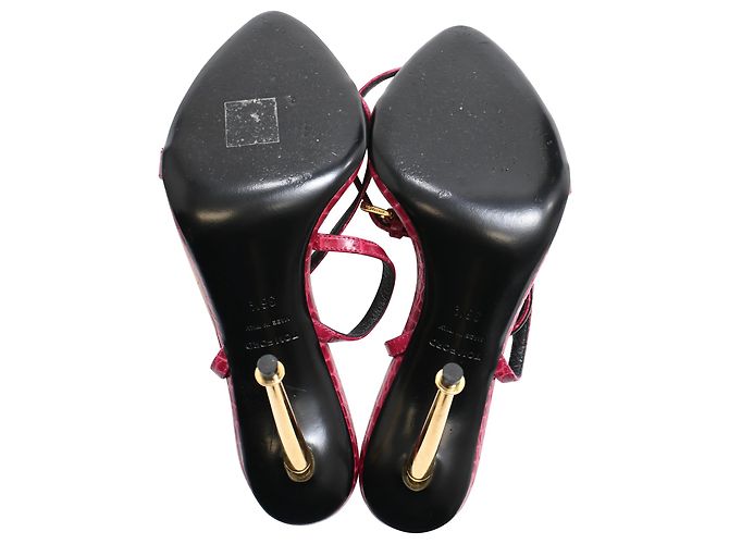 Sandali in pelle rossa effetto coccodrillo Tom Ford Padlock Rosso - vista 6