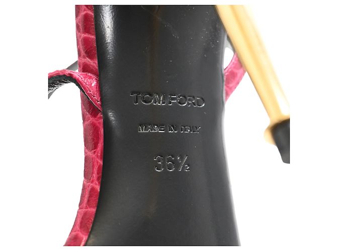 Sandali in pelle rossa effetto coccodrillo Tom Ford Padlock Rosso - vista 7