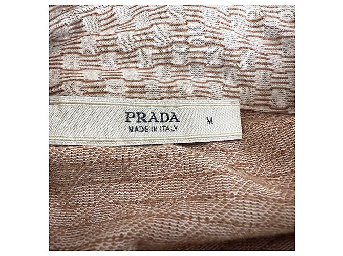 Prada gemustertes Strickhemd aus brauner Baumwolle Rot - Ansicht 4