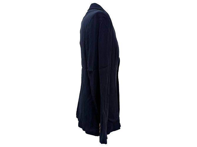 Blazer a un bottone con tasche in cotone blu navy di Giorgio Armani - vista 2