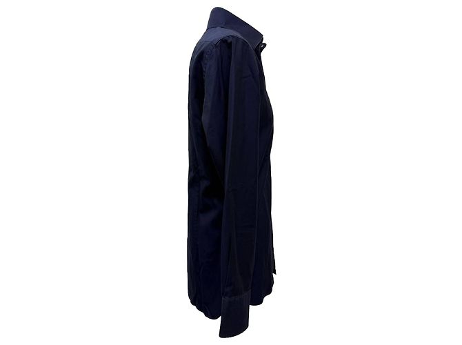 Camicia a maniche lunghe Tom Ford in cotone blu navy - vista 2