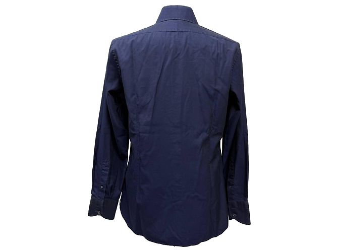 Camicia a maniche lunghe Tom Ford in cotone blu navy - vista 3