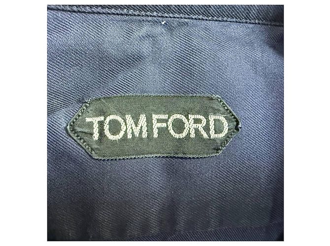 Camicia a maniche lunghe Tom Ford in cotone blu navy - vista 4