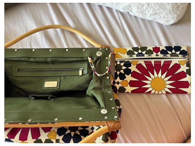 Borsa Furla in tela con manici in bambù Multicolore - vista 4