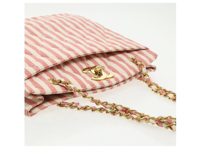 CHANEL Borsa a Spalla Matelassé in Tela Oro Rosa CC Auth 96691SM D'oro - vista 14