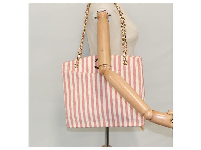 CHANEL Borsa a Spalla Matelassé in Tela Oro Rosa CC Auth 96691SM D'oro - vista 28