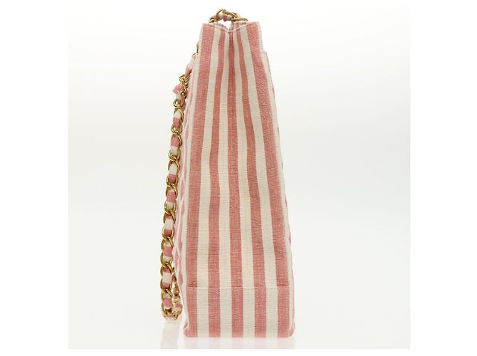 CHANEL Borsa a Spalla Matelassé in Tela Oro Rosa CC Auth 96691SM D'oro - vista 3