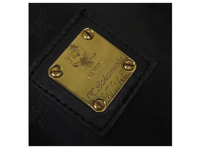 Borsa a spalla MCM Vicetos Logogram Nylon 2way Nero Oro Auth 128228 D'oro - vista 12