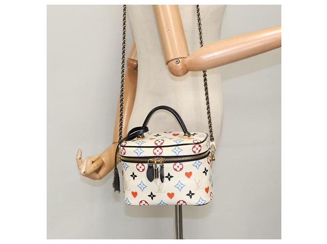 LOUIS VUITTON Monogram Game On Vanity PM Borsa a Mano Bianca M57458 LV Auth 95387SM Bianco - vista 29