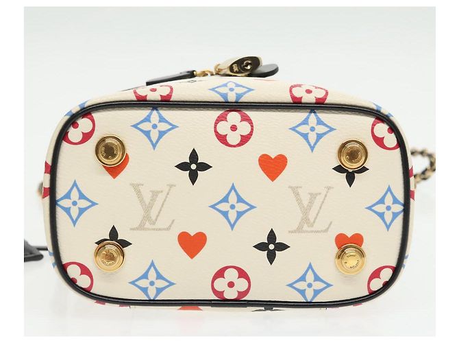 LOUIS VUITTON Monogram Game On Vanity PM Borsa a Mano Bianca M57458 LV Auth 95387SM Bianco - vista 5