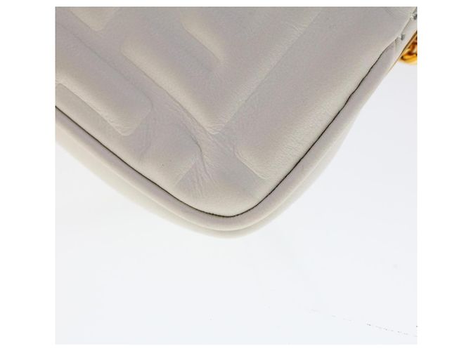 Fendi Bolsa de ombro em lona Zucca Nano Baguette em couro branco Auth 47061V - vista 15