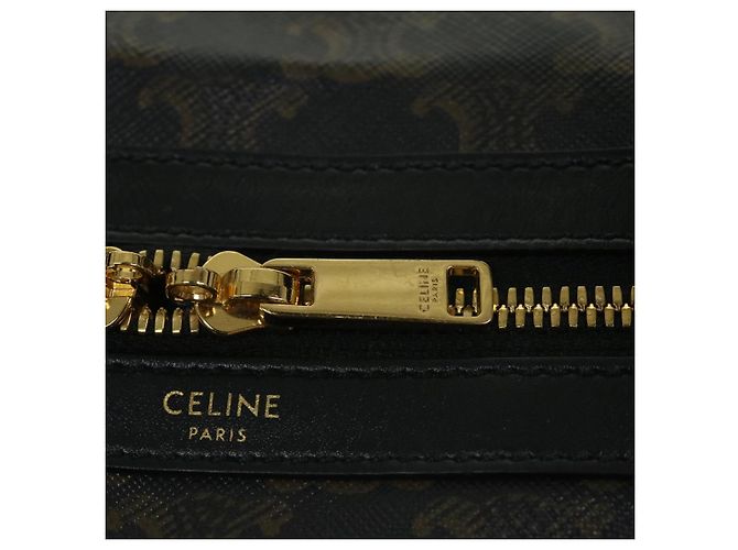 Céline Borsa Boston in tela Triomphe CELINE in pelle PVC 2 in 1 nera Auth hk880V Nero - vista 10
