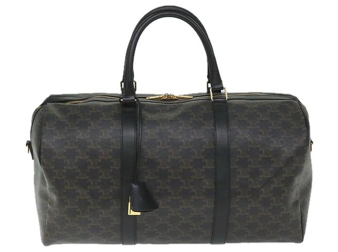 Céline Borsa Boston in tela Triomphe CELINE in pelle PVC 2 in 1 nera Auth hk880V Nero - vista 13