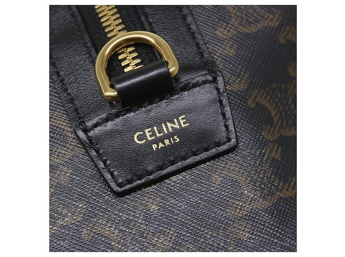 Céline Borsa Boston in tela Triomphe CELINE in pelle PVC 2 in 1 nera Auth hk880V Nero - vista 18