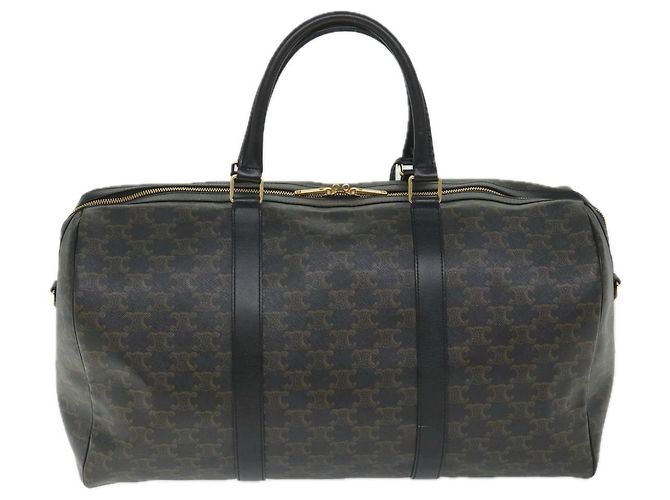 Céline Borsa Boston in tela Triomphe CELINE in pelle PVC 2 in 1 nera Auth hk880V Nero - vista 2