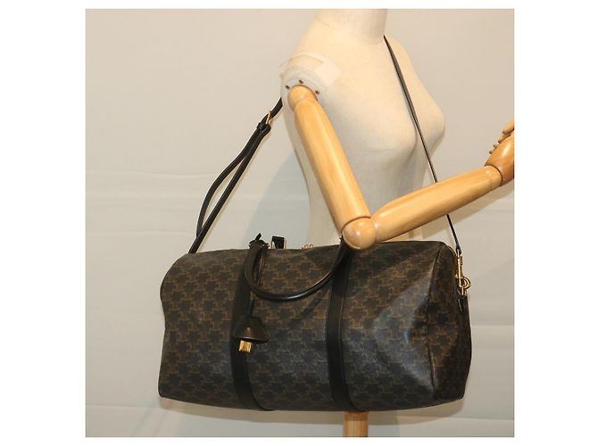 Céline Borsa Boston in tela Triomphe CELINE in pelle PVC 2 in 1 nera Auth hk880V Nero - vista 22