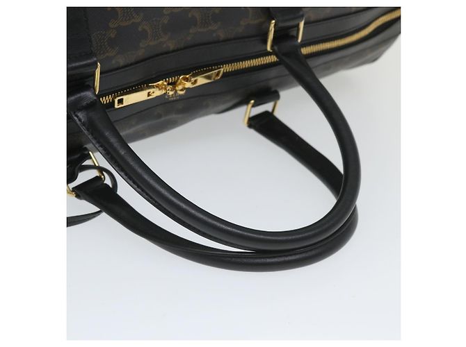 Céline Borsa Boston in tela Triomphe CELINE in pelle PVC 2 in 1 nera Auth hk880V Nero - vista 7