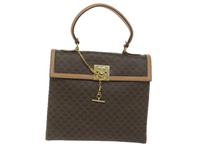 Céline Borsa a mano in tela Macadam CELINE in pelle PVC marrone Auth am5411V - vista 13