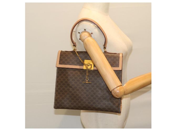 Céline Borsa a mano in tela Macadam CELINE in pelle PVC marrone Auth am5411V - vista 20