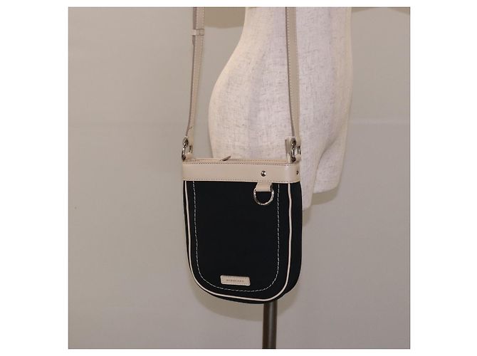 Borsa a Spalla Burberry in Tela Blu Navy Argento Autentica th6201 - vista 21