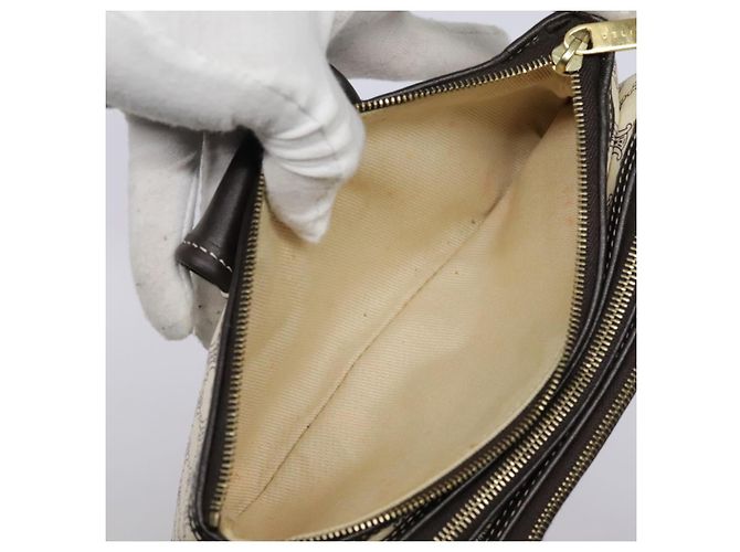 Céline Bolso de Accesorios de Lona Macadam CELINE PVC Cuero Blanco Oro Auth 93826AV Dorado - vista 10