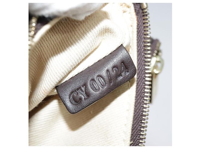 Céline Bolso de Accesorios de Lona Macadam CELINE PVC Cuero Blanco Oro Auth 93826AV Dorado - vista 11