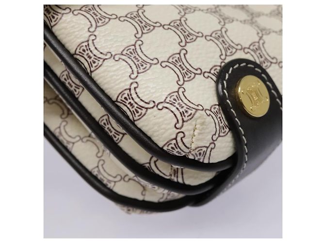 Céline Bolso de Accesorios de Lona Macadam CELINE PVC Cuero Blanco Oro Auth 93826AV Dorado - vista 15