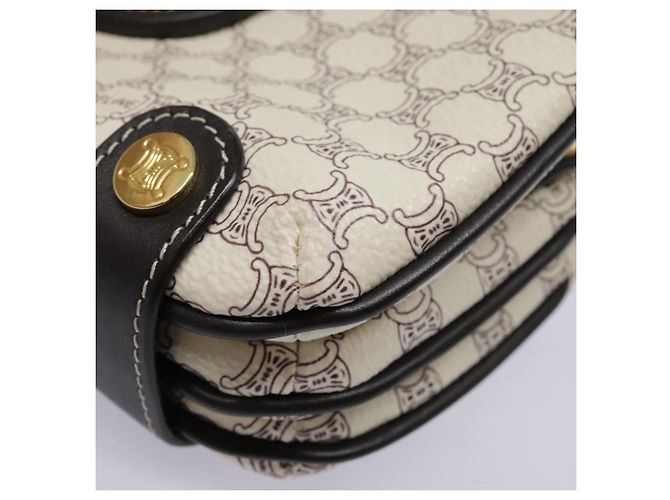 Céline Bolso de Accesorios de Lona Macadam CELINE PVC Cuero Blanco Oro Auth 93826AV Dorado - vista 18