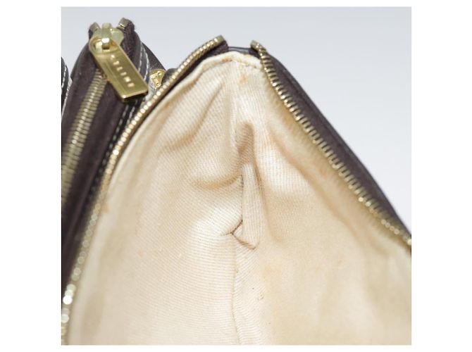 Céline Bolso de Accesorios de Lona Macadam CELINE PVC Cuero Blanco Oro Auth 93826AV Dorado - vista 23
