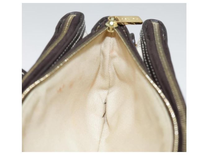 Céline Bolso de Accesorios de Lona Macadam CELINE PVC Cuero Blanco Oro Auth 93826AV Dorado - vista 25