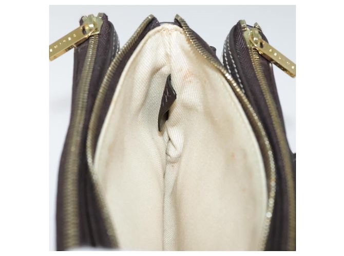 Céline Bolso de Accesorios de Lona Macadam CELINE PVC Cuero Blanco Oro Auth 93826AV Dorado - vista 26
