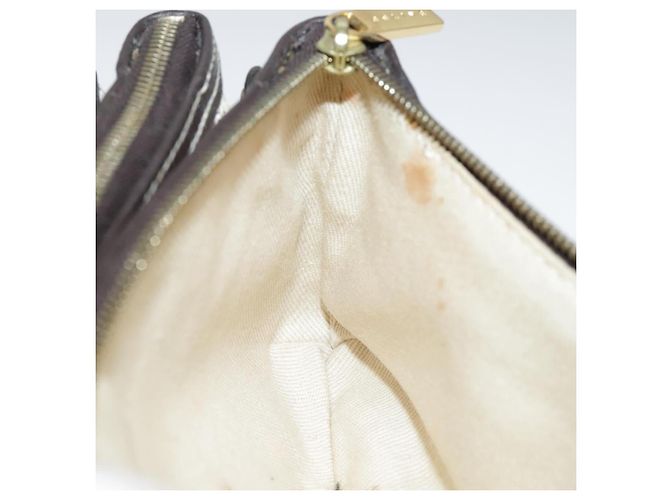 Céline Bolso de Accesorios de Lona Macadam CELINE PVC Cuero Blanco Oro Auth 93826AV Dorado - vista 28