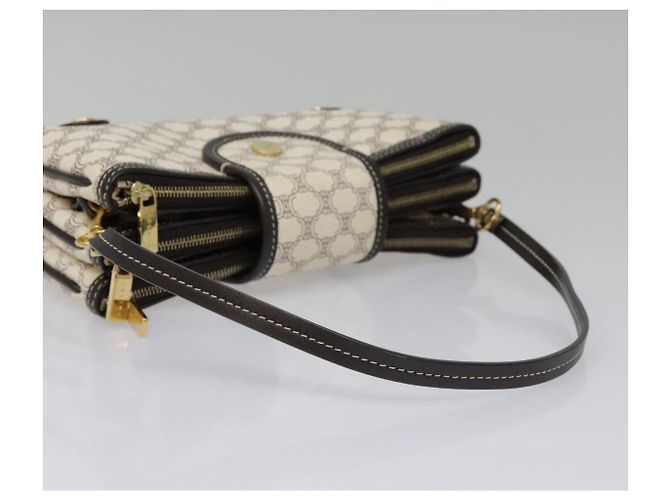 Céline Bolso de Accesorios de Lona Macadam CELINE PVC Cuero Blanco Oro Auth 93826AV Dorado - vista 8
