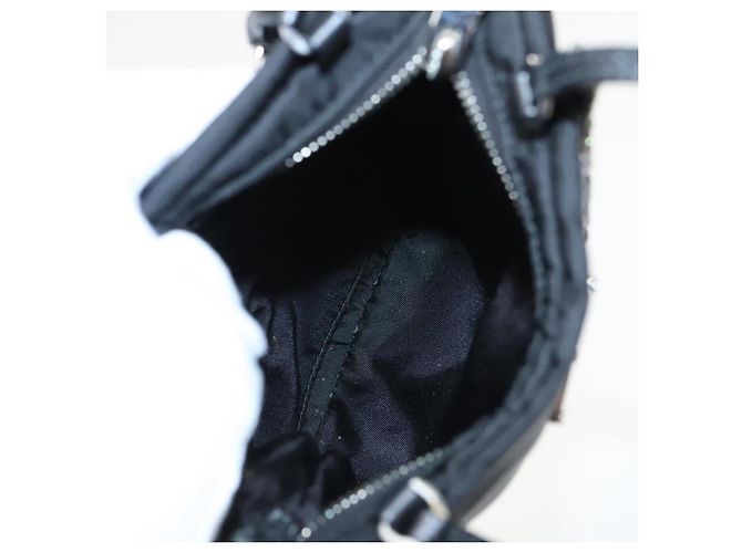 Borsa a spalla con catena Prada in nylon nero e argento autentica 100262AV - vista 10