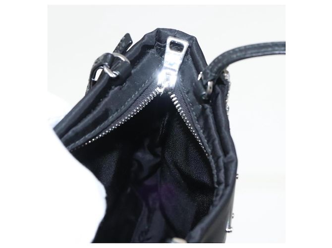 Borsa a spalla con catena Prada in nylon nero e argento autentica 100262AV - vista 21