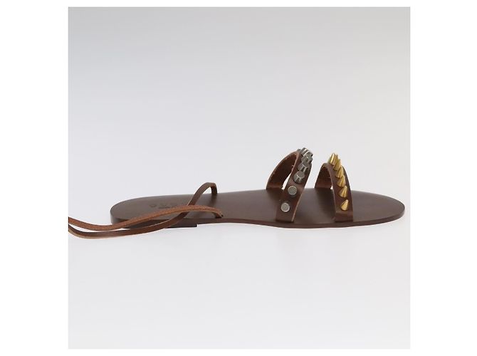 Sandali GUCCI Legno Metallo 6 1/2 Marrone Oro Argento 563515 Auth bs19479V D'oro - vista 18