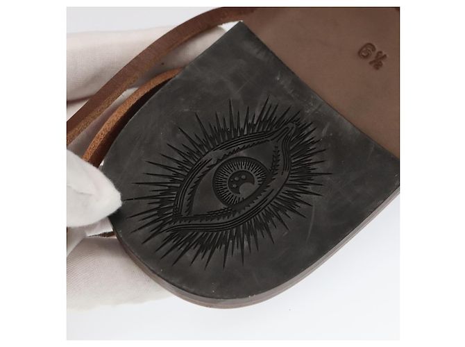 Sandali GUCCI Legno Metallo 6 1/2 Marrone Oro Argento 563515 Auth bs19479V D'oro - vista 21